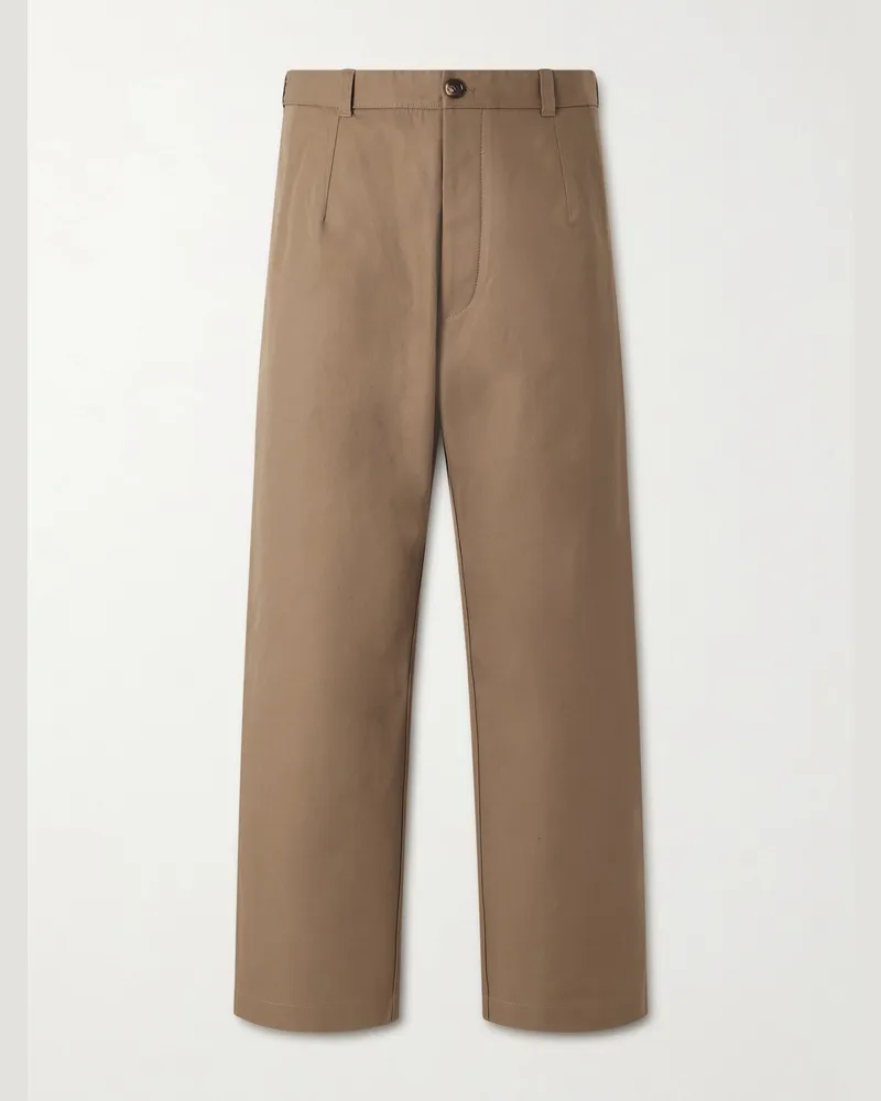 Loro Piana Fuji Cleveland Cotton-Gabardine Wide-Leg Trousers Brown