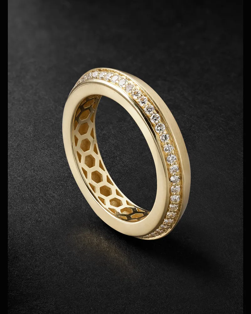 Jacquie Aiche Knife Edge Ring aus 14 Karat Gold mit Diamanten Gold