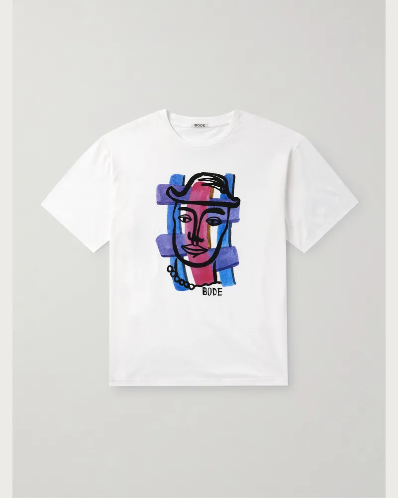 BODE Chapeau Printed Cotton-Jersey T-Shirt White