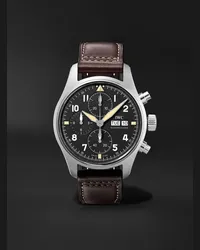 IWC Pilot's Spitfire Chronograph 41 mm Uhr aus Edelstahl mit automatischem Aufzug und Lederarmband, Ref.-Nr.: IW387903 Schwarz