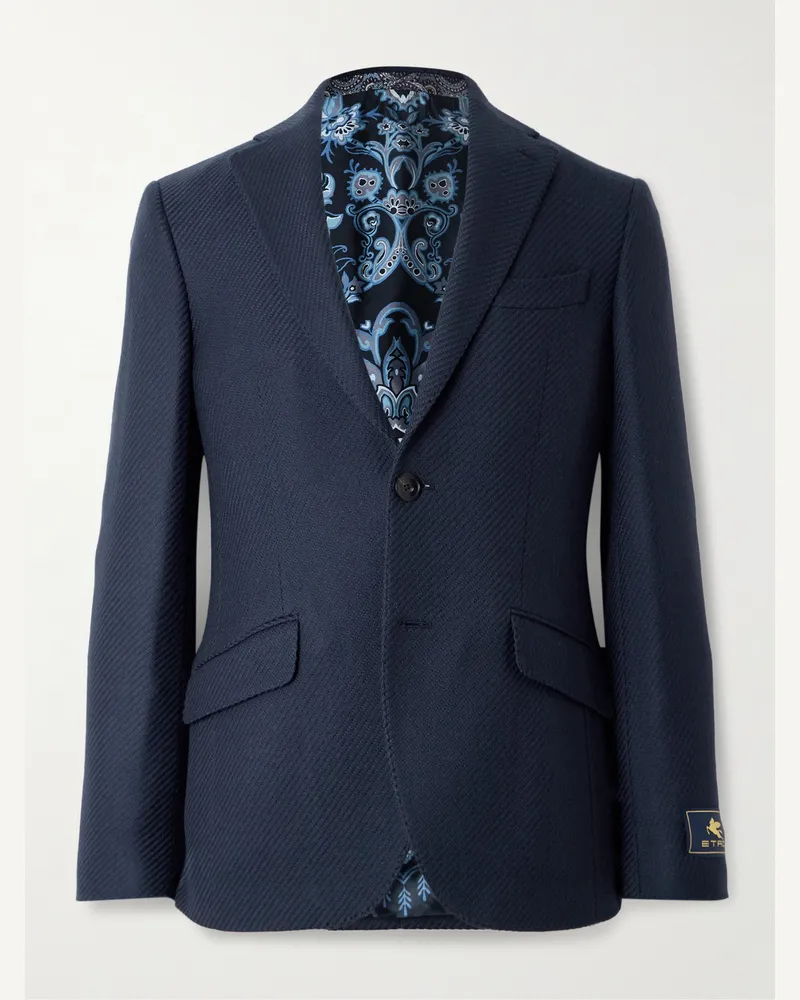 Etro Roma Sakko aus Wolle in Panamabindung Blau