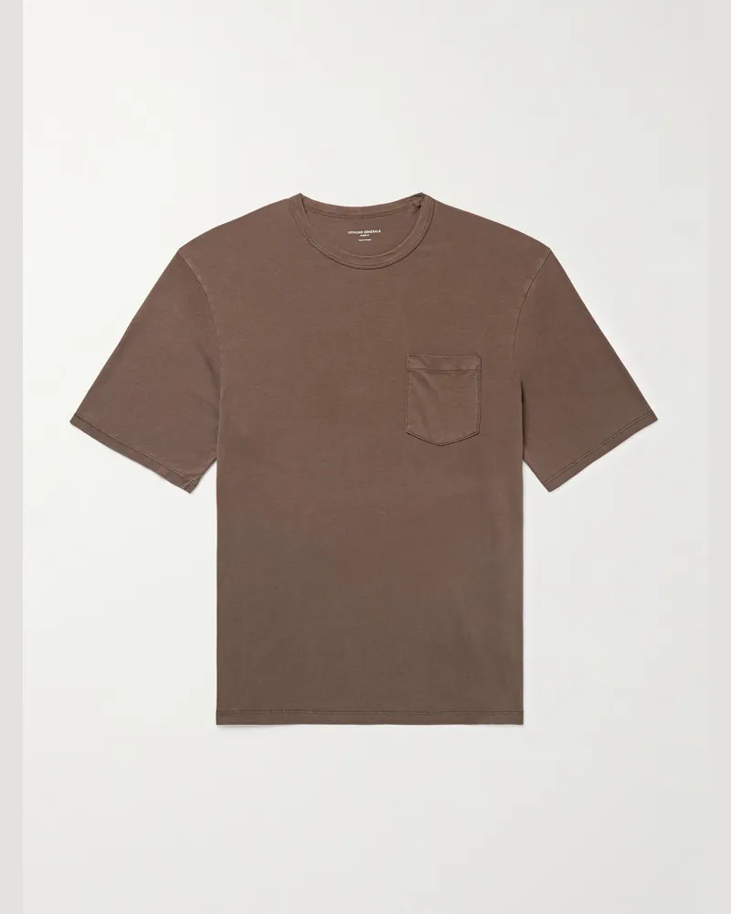Officine Generale Benny T-Shirt aus Jersey aus einer Lyocell-Baumwollmischung in Pigmentfärbung Braun