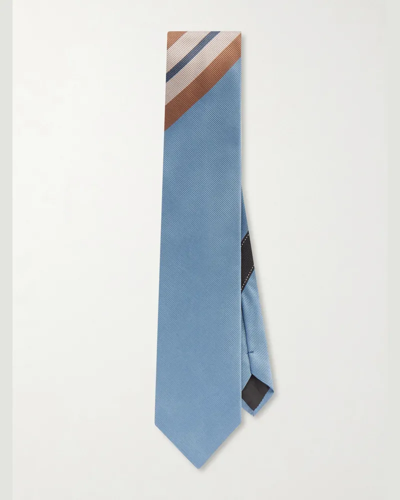 Dries van Noten 7.5cm Striped Silk-Twill Tie Blue