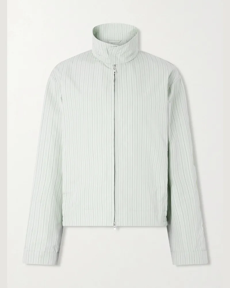 Dries van Noten Striped Cotton Blouson Jacket Green