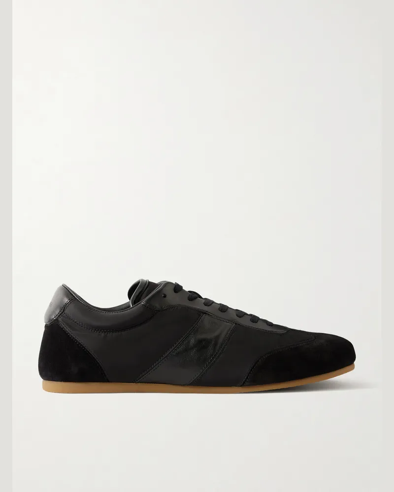 Christophe Lemaire Leather-Trimmed Suede and Shell Sneakers Black