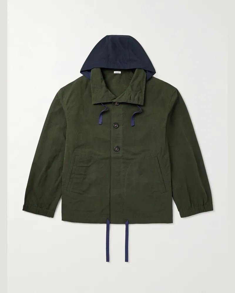 Thom Browne Parka aus gewachstem Canvas mit Kapuze aus Shell Grün