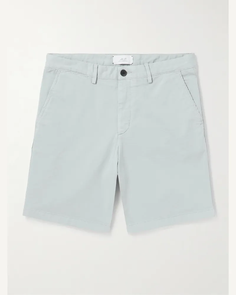 MR P. Gerade geschnittene Bermudashorts aus Twill aus einer Baumwollmischung in Stückfärbung Blau