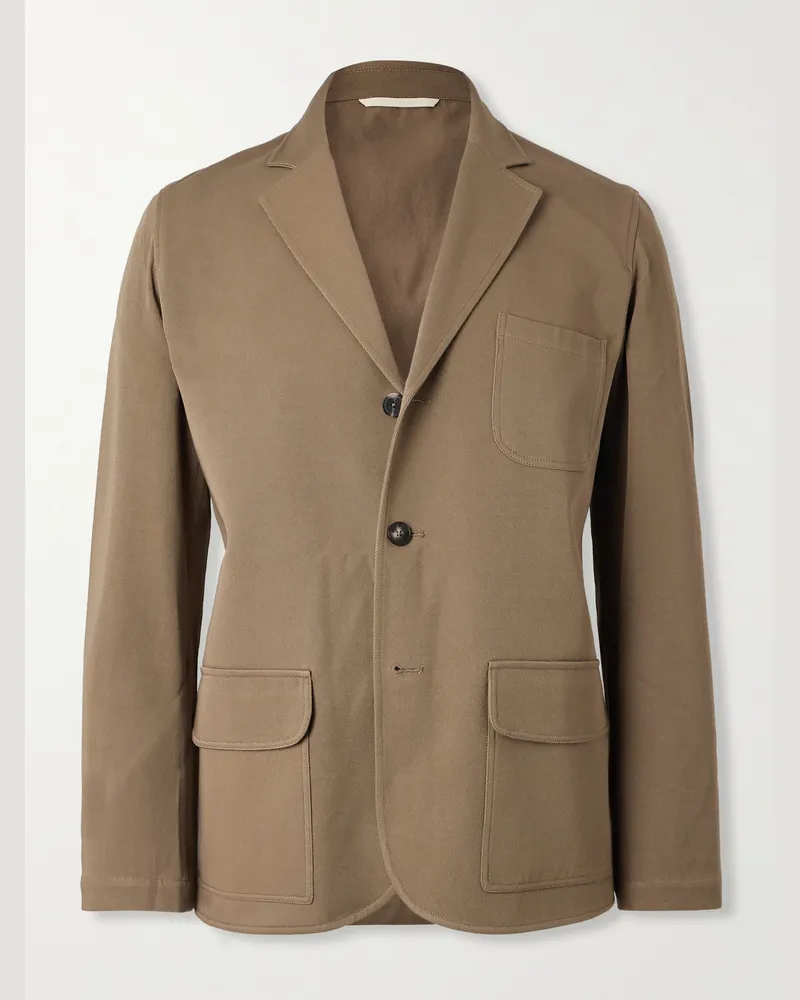 De Bonne Facture Sakko aus Baumwoll-Twill Braun