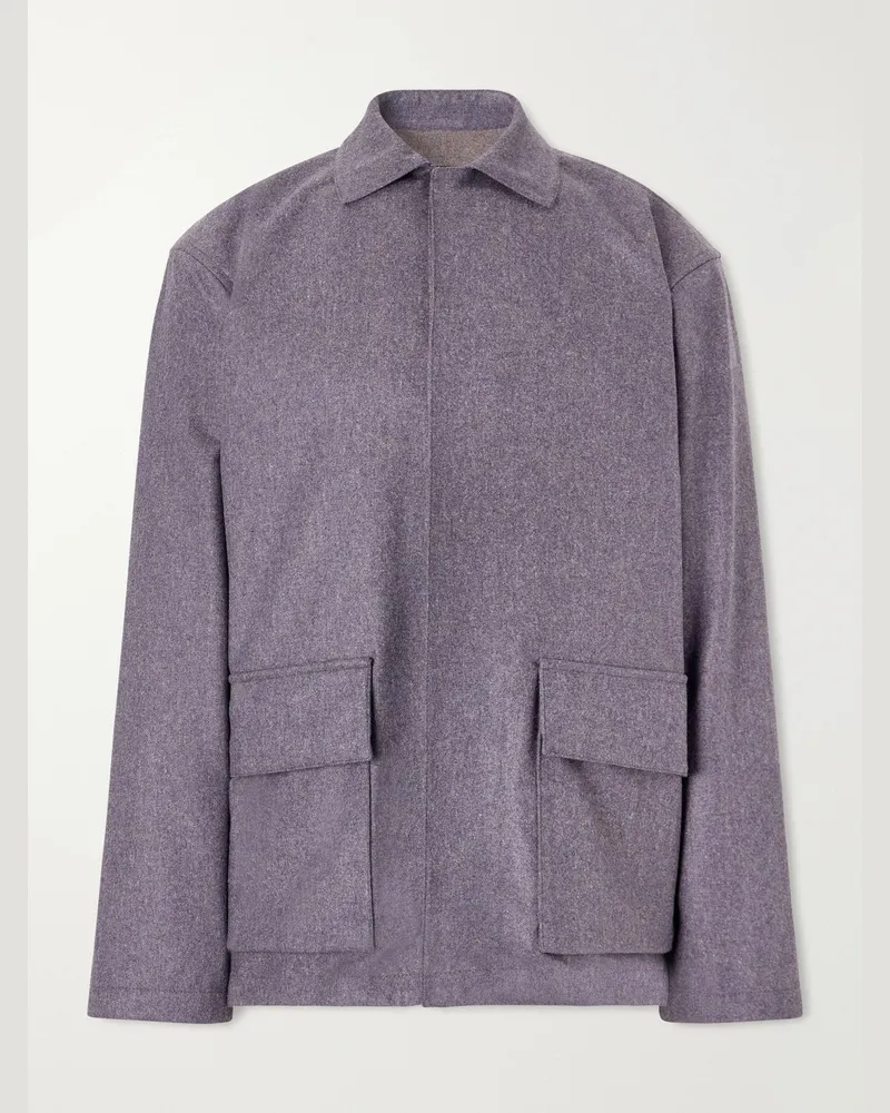 Caruso Wool and Cashmere-Blend Blouson Jacket Purple