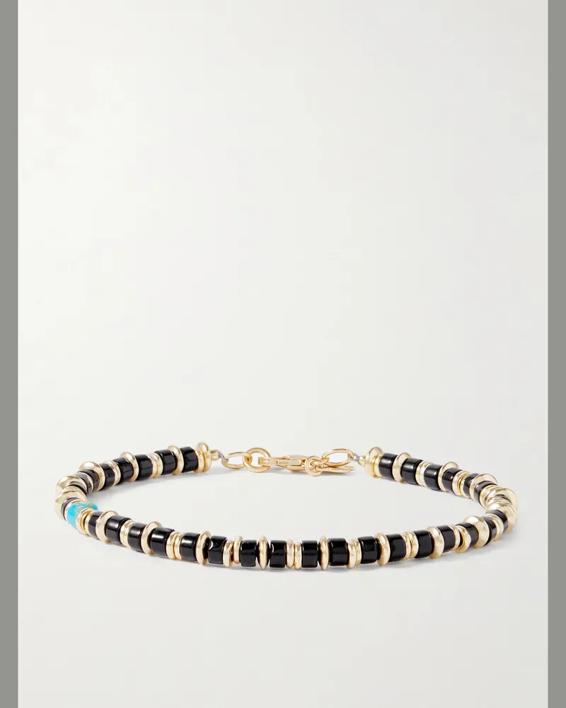Peyote Bird Oakland Armband mit Zierperlen aus Onyx und Türkis und Details mit Auflage aus 14 Karat Gold Schwarz