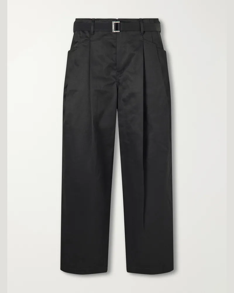 Sacai Wide-Leg Cotton Chinos Black
