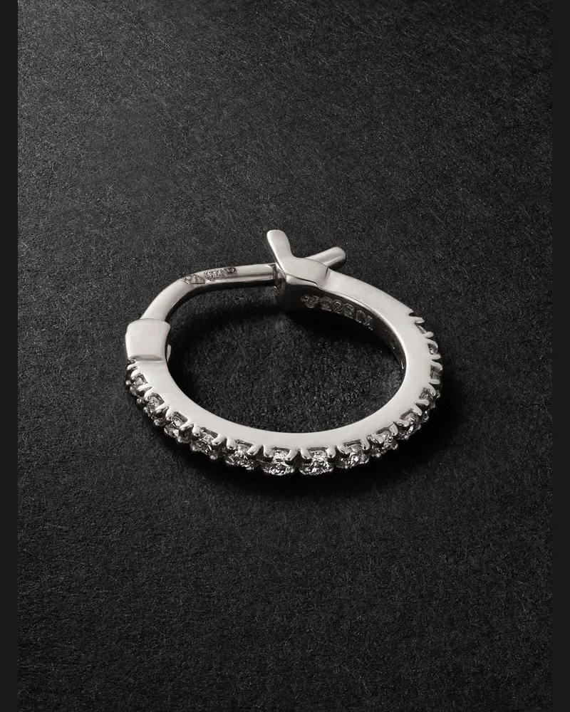 Kolours Luna Spectra Small White Gold Diamond Single Hoop Earring Silver