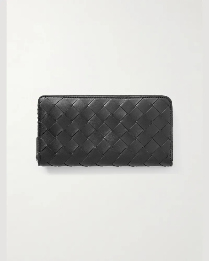 Bottega Veneta Portemonnaie aus Intrecciato-Leder Schwarz