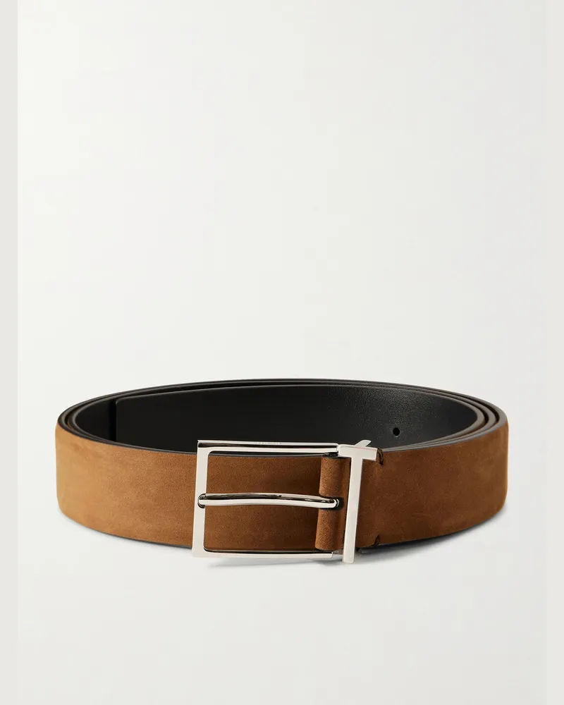 Tom Ford 2.8cm Nubuck Belt Brown