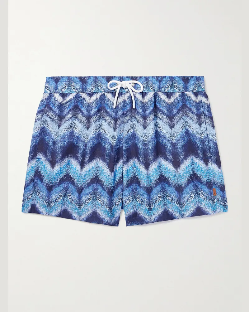Missoni Gerade geschnittene mittellange Badeshorts mit Streifen Blau