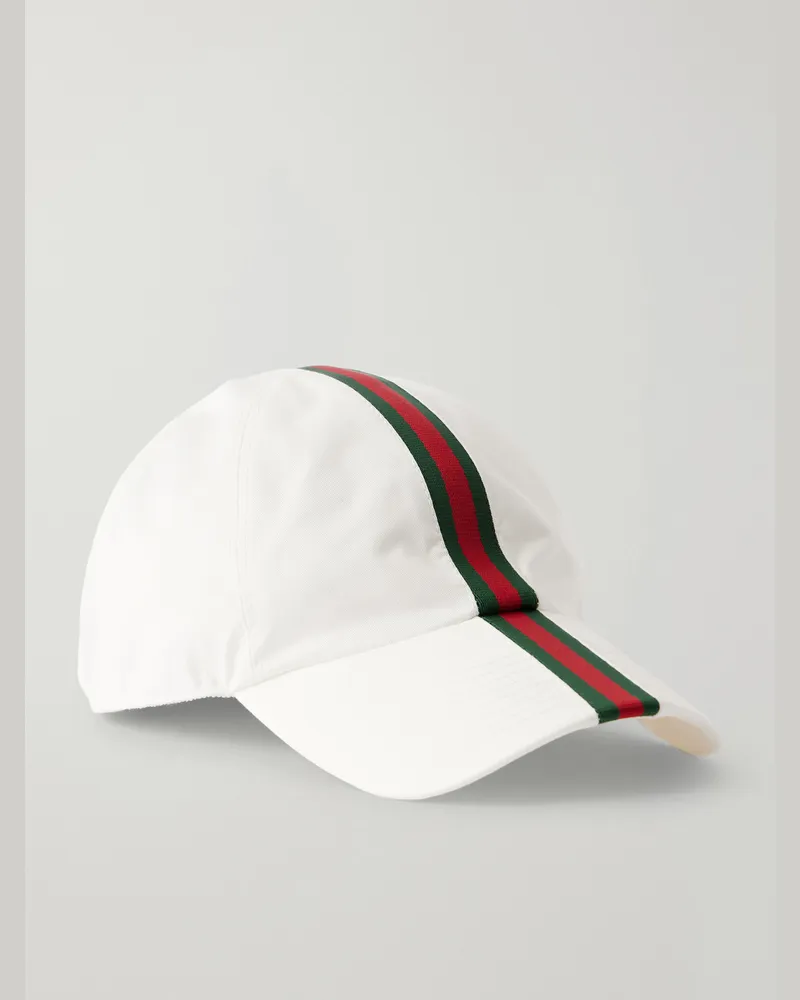 Gucci Antonine Webbing-Trimmed Cotton-Blend Twill Baseball Cap White