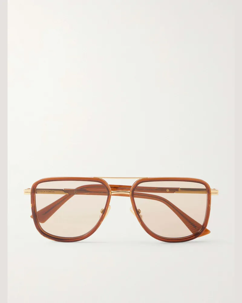 Bottega Veneta Aviator-Style Gold-Tone and Acetate Sunglasses Gold