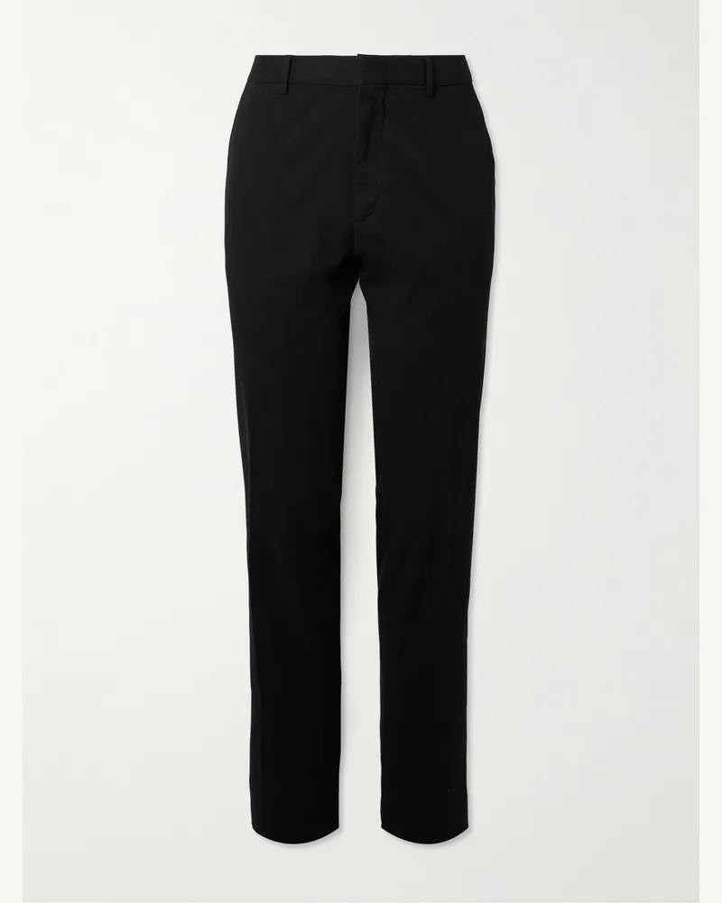 Ermenegildo Zegna Easy Straight-Leg Garment-Dyed Cotton-Blend Chinos Black