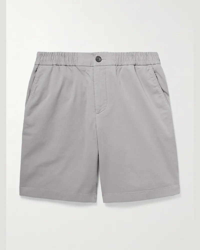 MR P. Straight-Leg Garment-Dyed Organic Cotton-Blend Twill Shorts Gray