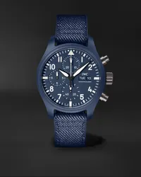 IWC Pilot’s Top Gun Oceana Chronograph 41,9 mm Uhr aus Keramik mit automatischem Aufzug und Armband aus Webband und Kautschuk, Ref.-Nr.: IWIW389404 Blau