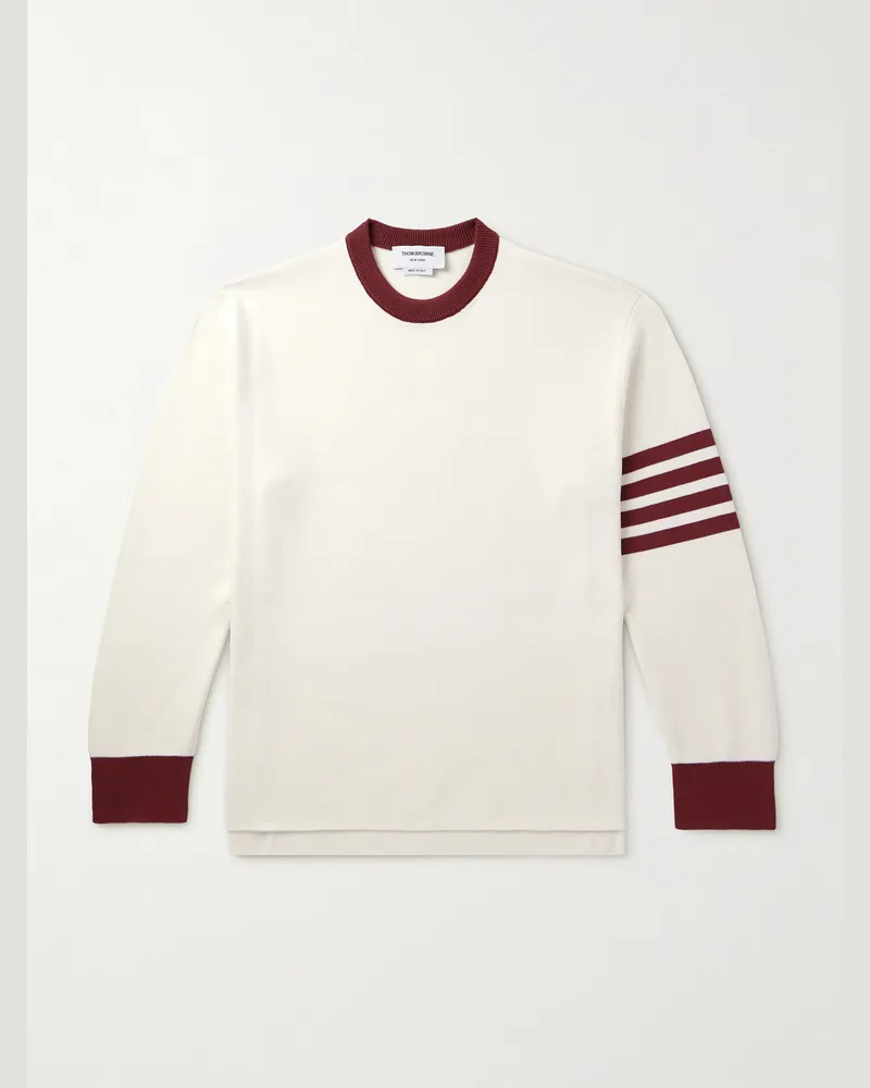 Thom Browne Pullover aus Baumwolle mit Streifen Weiß
