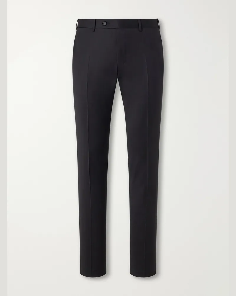 Canali Slim-Fit Tapered Wool-Twill Suit Trousers Black