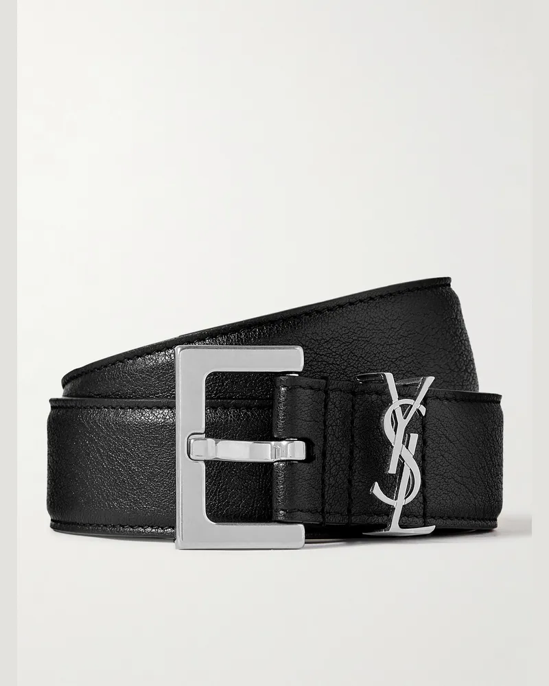 Saint Laurent Gürtel aus vollnarbigem Leder, 3 cm Schwarz