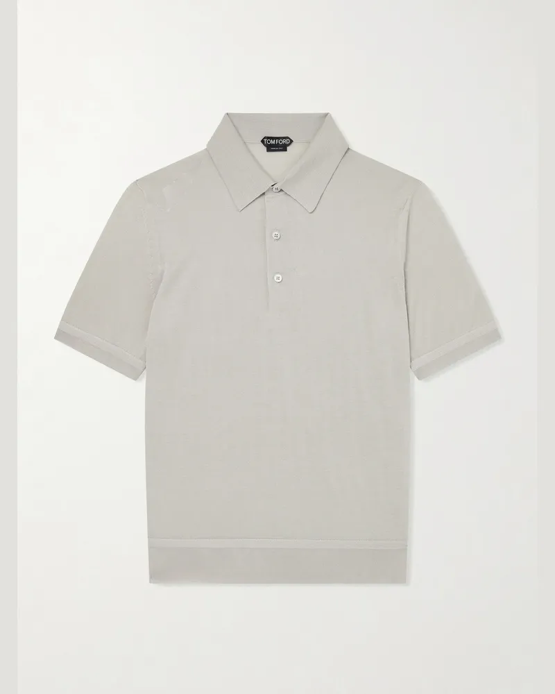 Tom Ford Cashmere and Silk-Blend Polo Shirt Gray