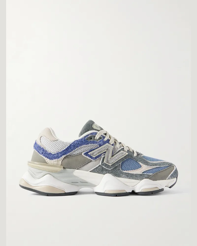 New Balance 9060 Sneakers aus gebürstetem Veloursleder, Leder und Mesh Blau