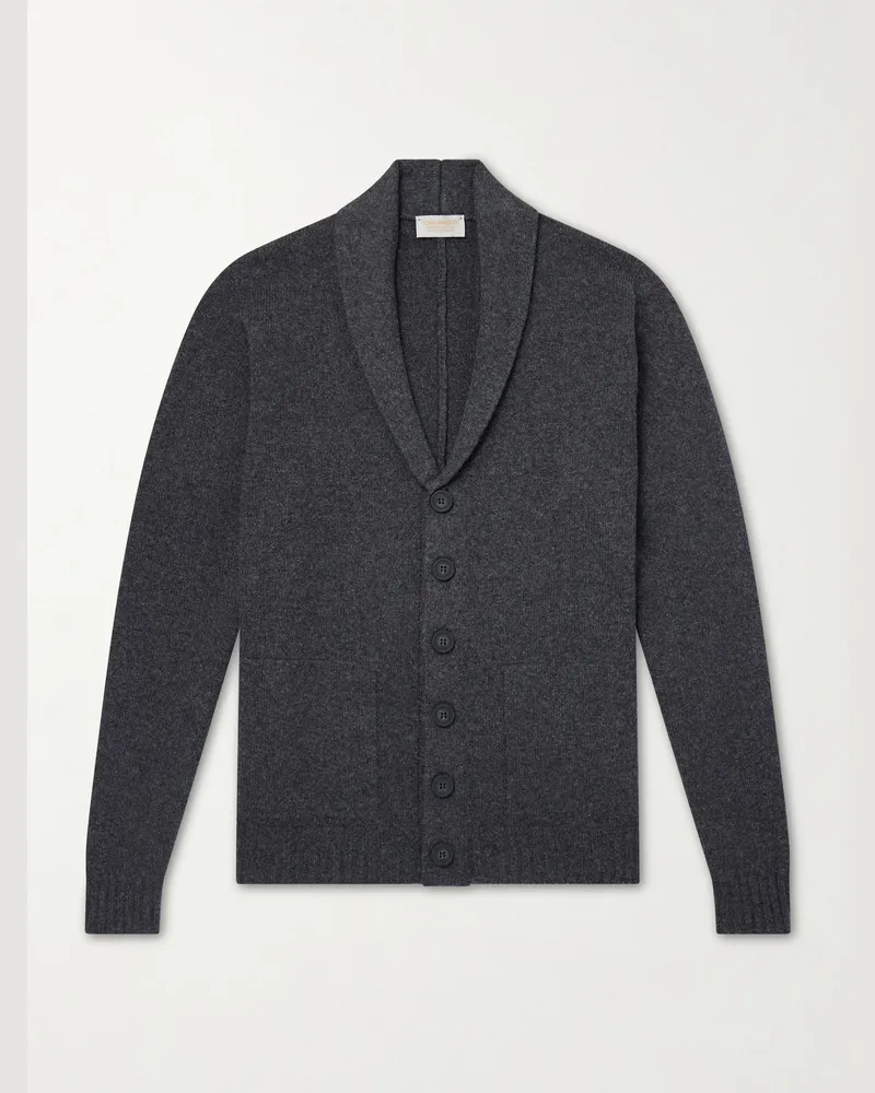 John Smedley Rockford Shawl-Collar Recycled-Cashmere and Merino Wool-Blend Cardigan Gray