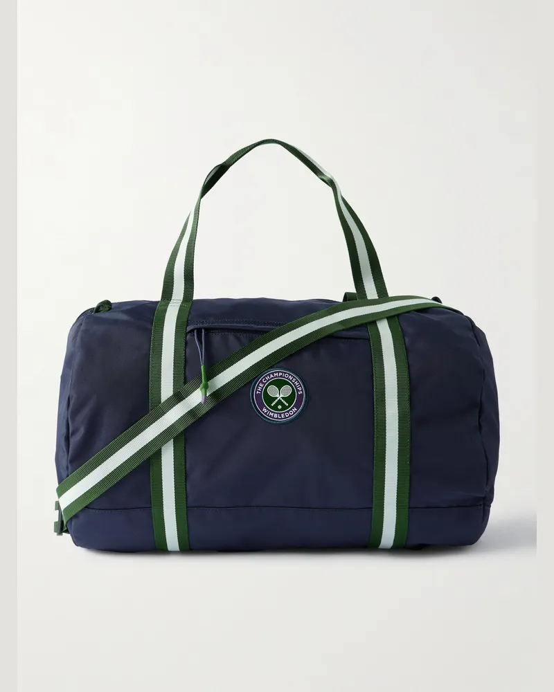 Ralph Lauren Wimbledon Bowling-Tasche aus Canvas mit Webband und Logoapplikation Blau