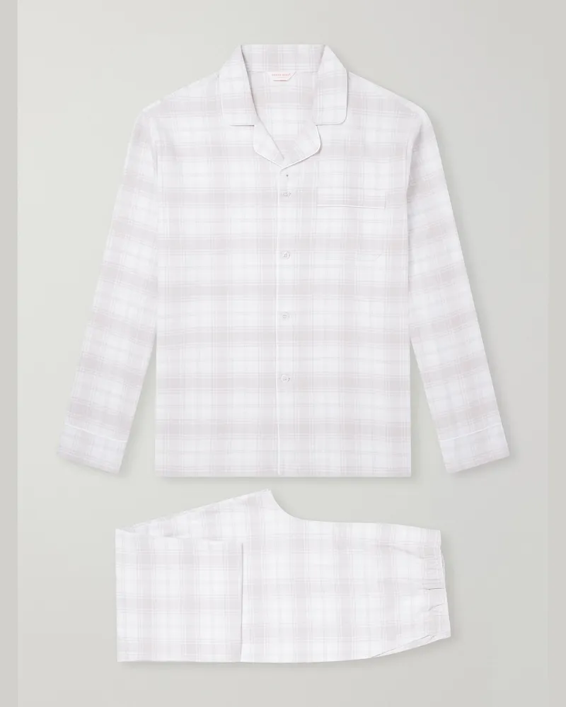 Derek Rose Kelburn Checked Brushed Cotton-Flannel Pyjama Set Neutrals