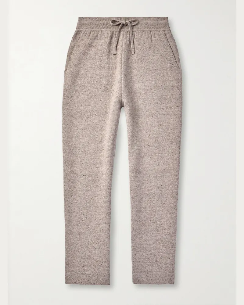 Loro Piana Tapered Linen and Cashmere-Blend Sweatpants Neutrals