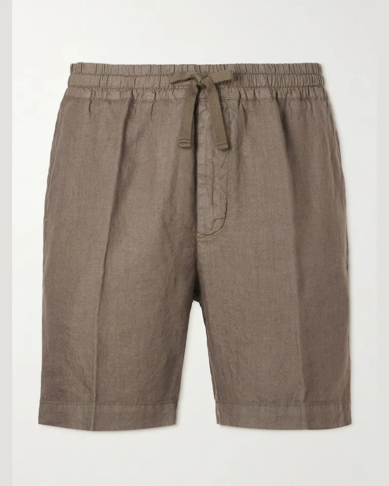 Altea Samuel Straight-Leg Linen Drawstring Shorts Green