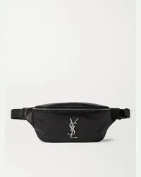 Saint Laurent Logo-Appliquéd Leather Belt Bag Schwarz