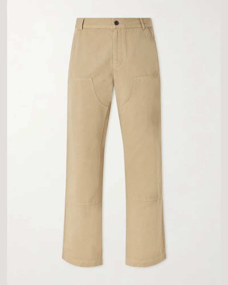 MR P. Straight-Leg Cotton and Linen-Blend Trousers Neutrals