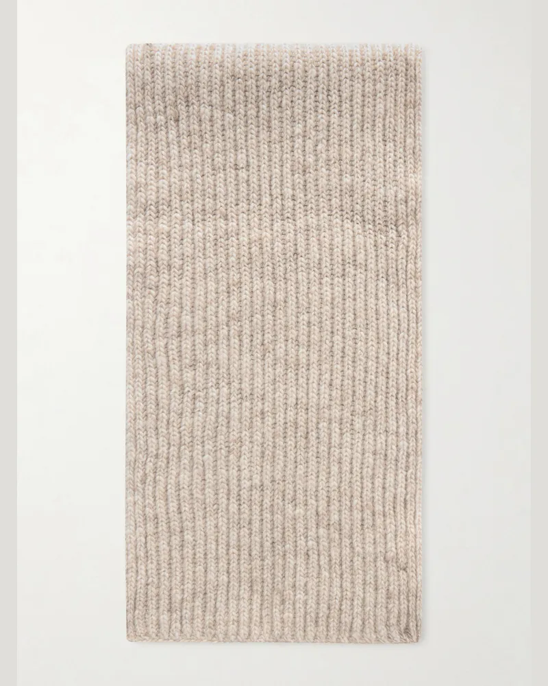Inis Meáin Ribbed Cashmere Scarf Neutrals