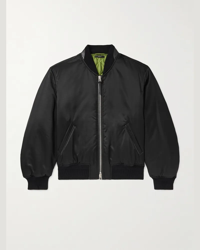 Tom Ford Wattierte Bomberjacke aus Seidensatin Schwarz