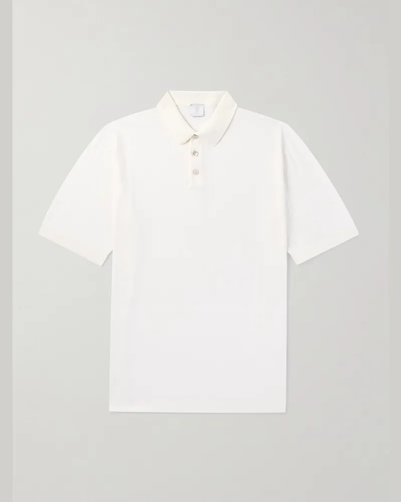 Eleventy Garment-Dyed Cotton Polo Shirt White