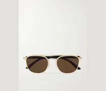 Aviator-Style Gold- and Palladium-Tone and Tortoiseshell Acetate Sunglasses
