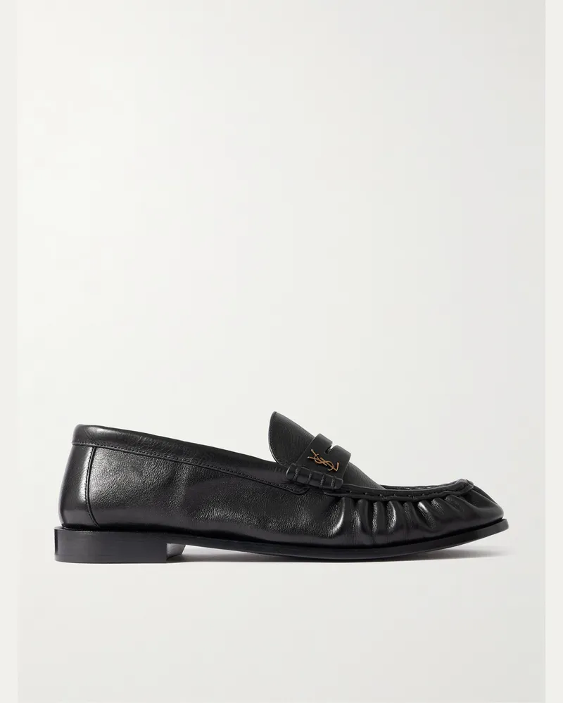 Saint Laurent Le Loafer Monogram Pennyloafers aus Leder mit Logoapplikation Schwarz