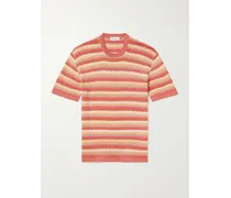 T-Shirt aus Jacquard-Strick aus einer Seiden-Leinenmischung