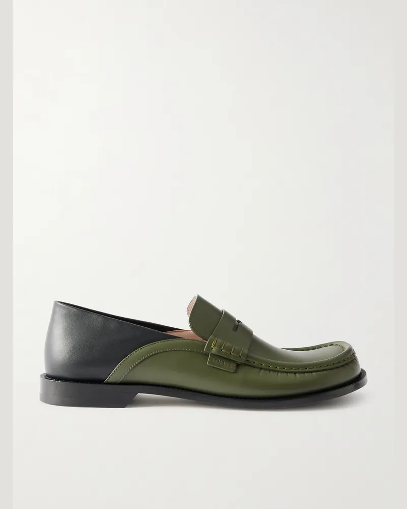 Loewe Campo Pennyloafers aus Leder mit einklappbarer Fersenpartie Grün