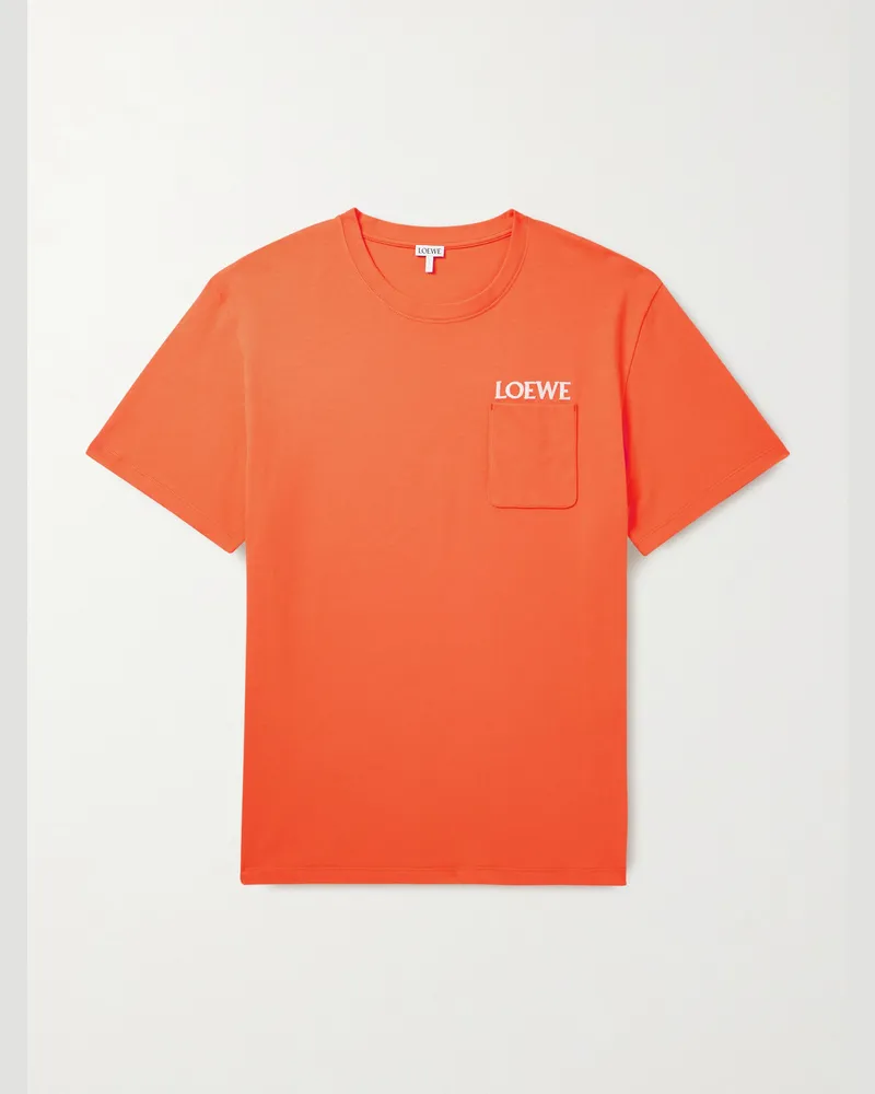 Loewe T-Shirt aus Baumwoll-Jersey mit Logostickerei Orange