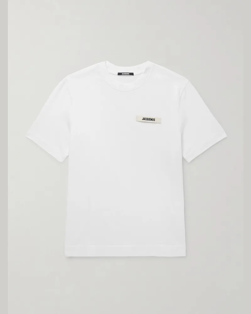 Jacquemus T-Shirt aus Baumwoll-Jersey mit Logoapplikation Weiß