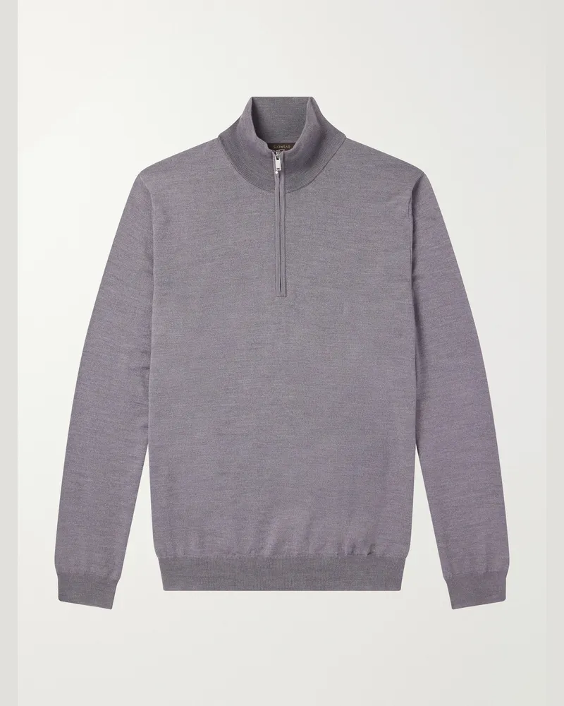 Slowear Zanone Flexwool Half-Zip Sweater Gray