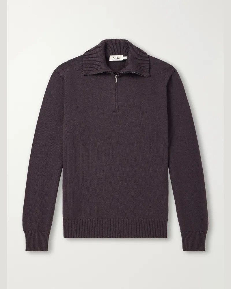Altea Half-Zip Virgin Wool Sweater Brown