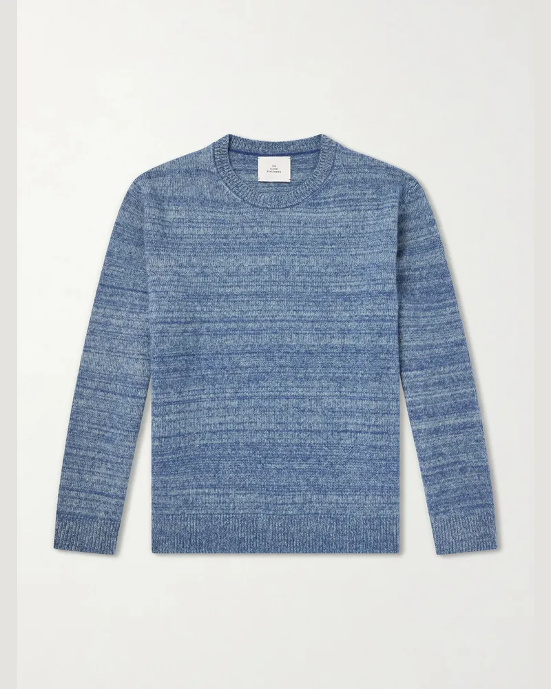 The Elder Statesman Nimbus Striped Cashmere and Silk-Blend Sweater Blue