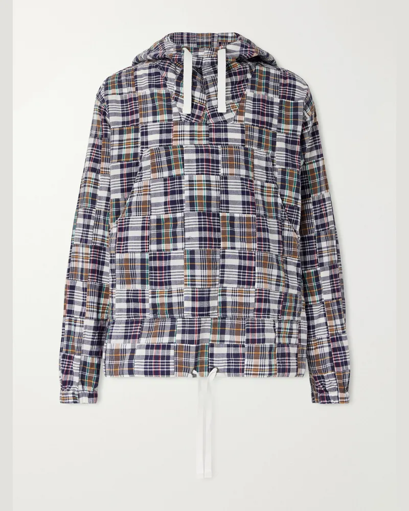 Beams Plus Patchwork Checked Cotton Jacket Blue