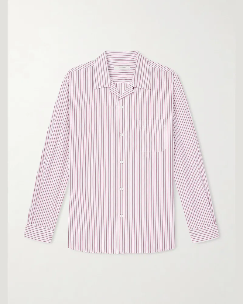 Umit Benan Weekend Hemd aus gestreifter Baumwollpopeline Pink